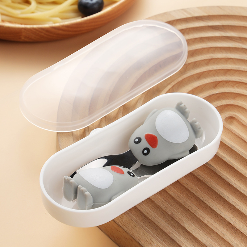 펭귄 스푼 + 포크 (플라스틱 상자)