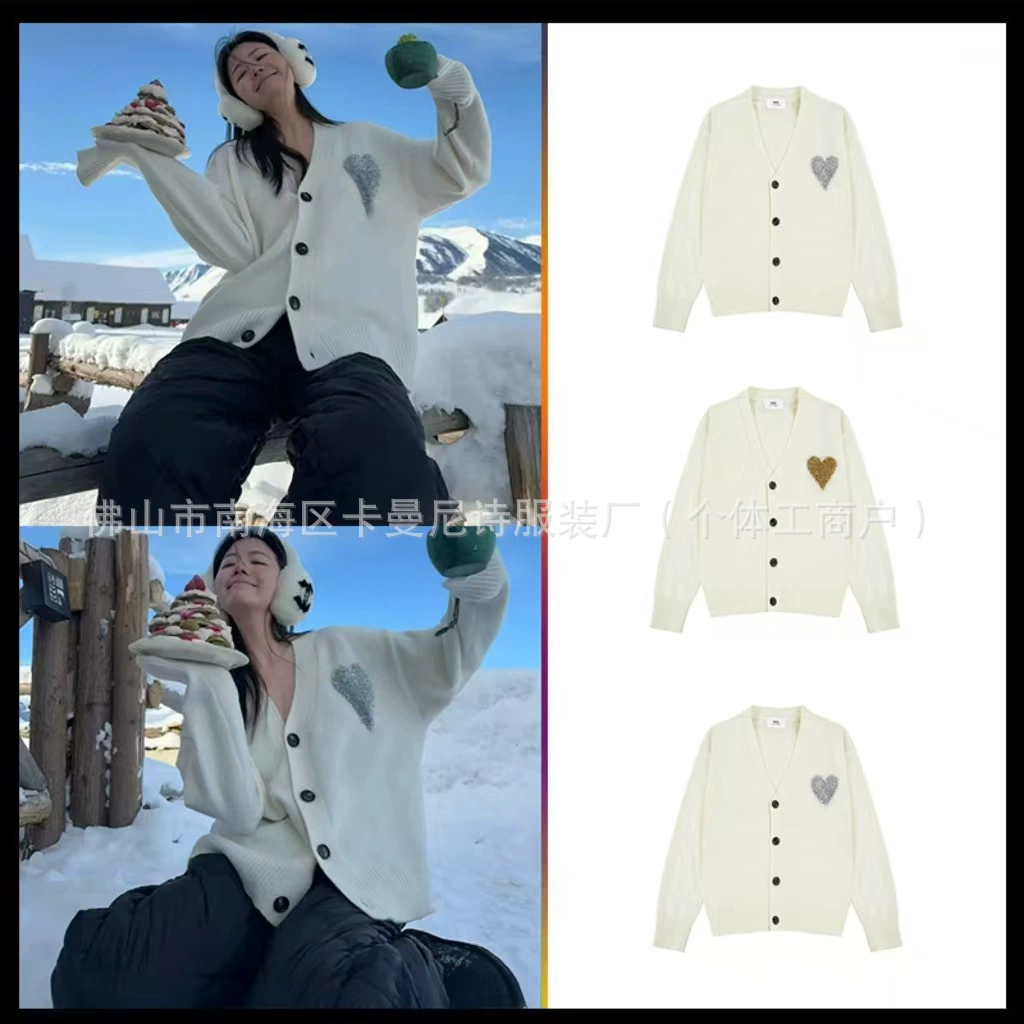 Трансграничный Эми Золотой Серебряный любовный свитер альпака шерсть смешанный трикотаж зимний новый рождественский лимит для мужчин и женщин