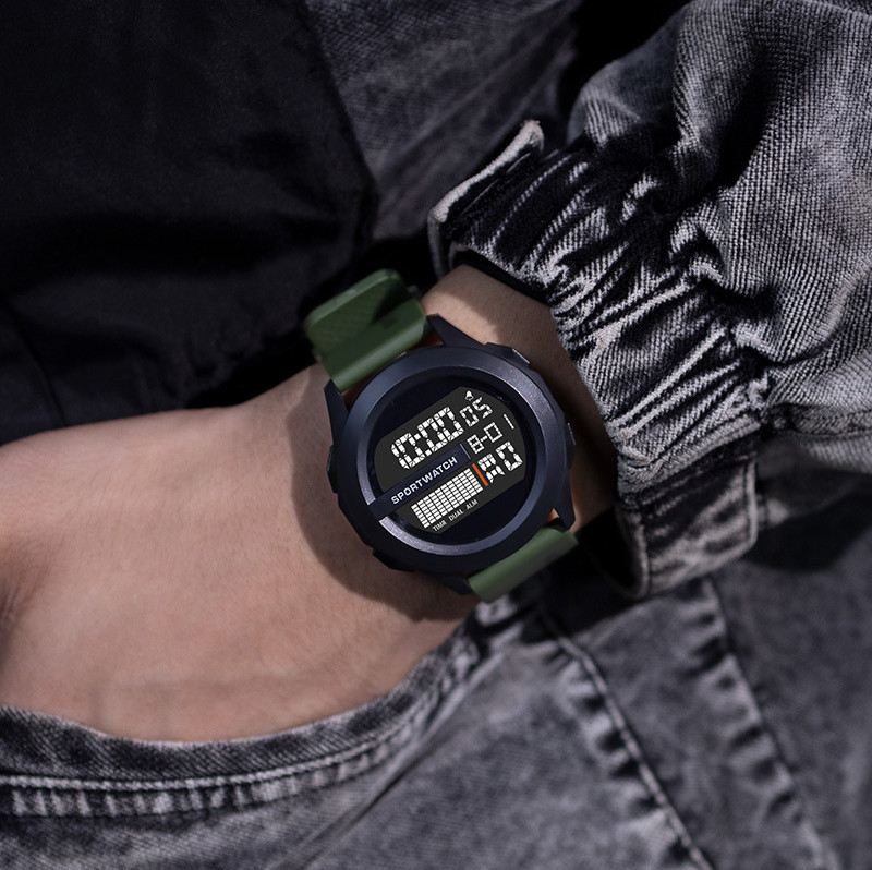 Tecnología transfronteriza de los nuevos hombres LED reloj electrónico multifuncional impermeable luminoso de moda estudiante deportes reloj electrónico