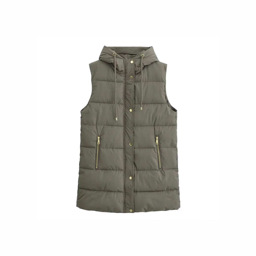 Chaleco sin mangas suelto abrazadera de caballo de invierno y otoño, algodón plumón de estilo largo y medio, chaleco de mujer, estilo largo y europeo.