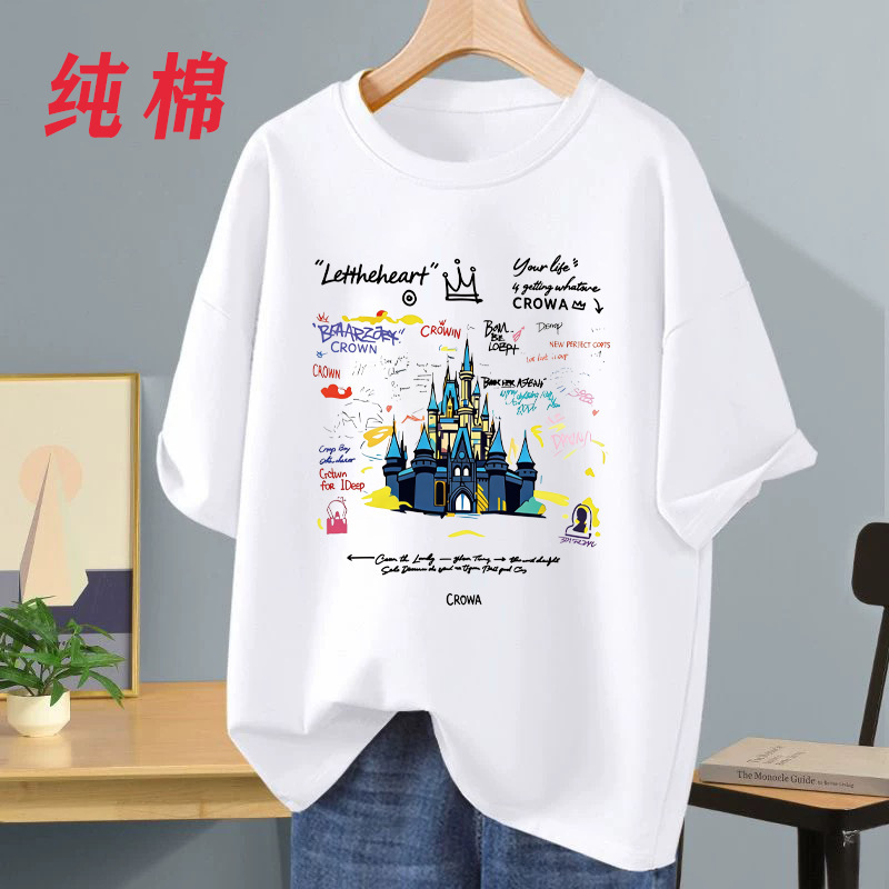 Oversize Pure Cotton Short-Sleeved T-Shirt for Women 2026 Summer New Plus Size Women's Loose Slimming Look White Top Ins Oversize Pure Cotton Short-Sleeved T-Shirt for Women 2026 Summer New Plus Size Women's Loose Slimming Look White Top Ins