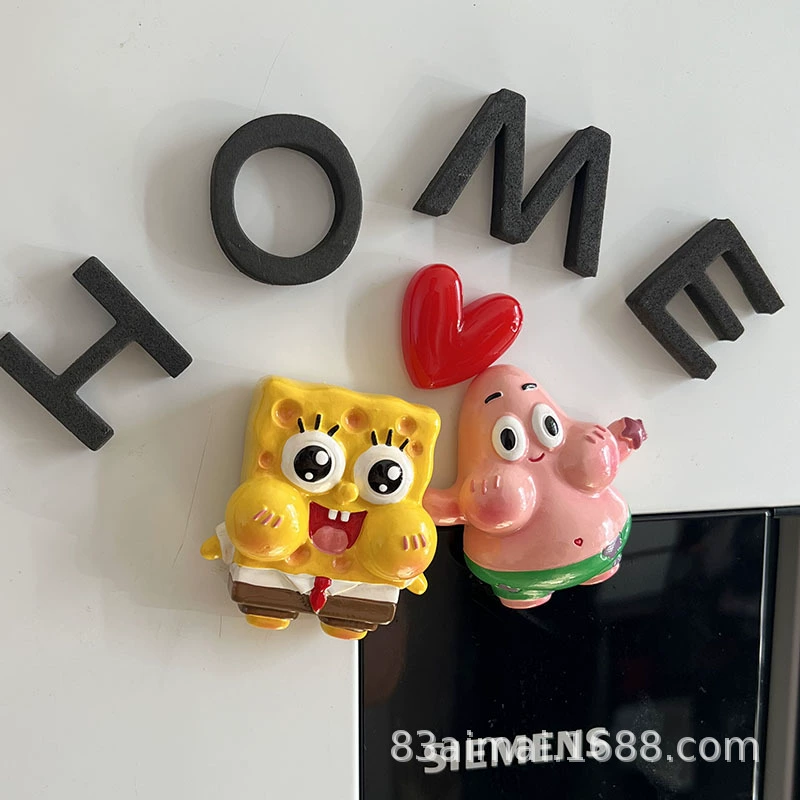 Объёмный магнит для холодильника в стиле губки, SpongeBob и Patrick, 5,5×1×5,3 см, 0,005 кг