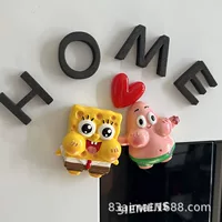 Объёмный магнит для холодильника в стиле губки, SpongeBob и Patrick, 5,5×1×5,3 см, 0,005 кг