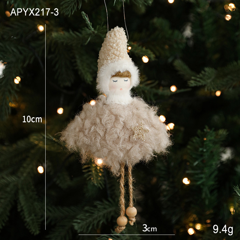 新しいクリスマス装飾ぬいぐるみ女の子人形ペンダントクリエイティブ鹿の角天使ペンダントクリスマスツリーペンダントアクセサリー|undefined