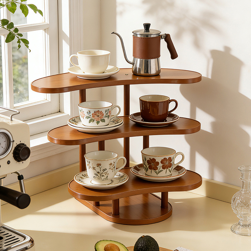 Walnut Wood Desktop Storage Rack Cup Holder Perfume Cup Water Cup Small Ornaments Cosmetics Wine Ladder Display Rack