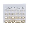 Earrings from pearl, set, Korean style, 12 pair