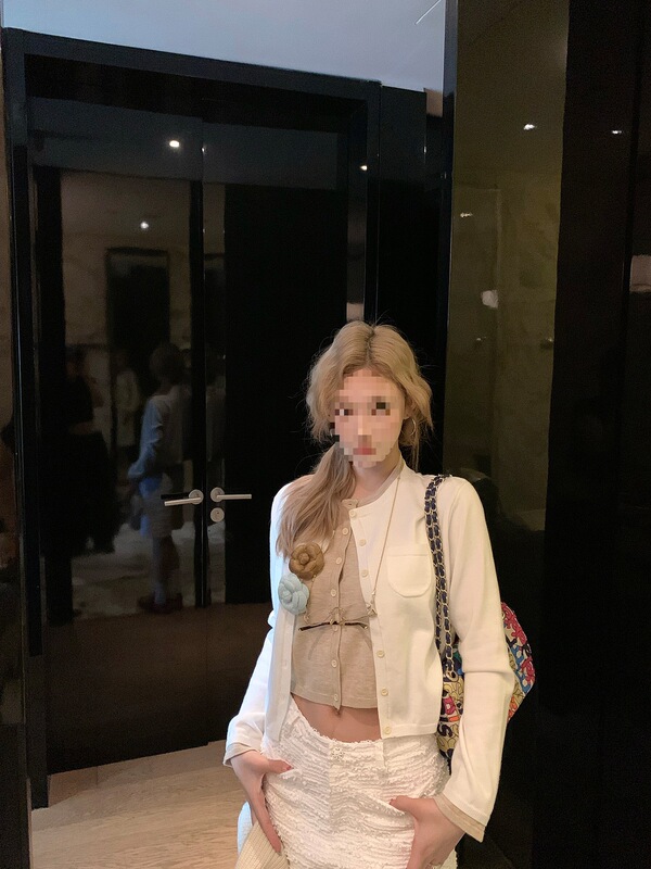 区区欧阳撞色假两件针织衫女秋季慵懒风毛衣软糯开衫复古长袖上衣|undefined