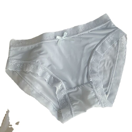 Cream girl ice silk panties summer thin pure desire sexy mid-waist breathable pure cotton crotch quick-drying nude briefs for women