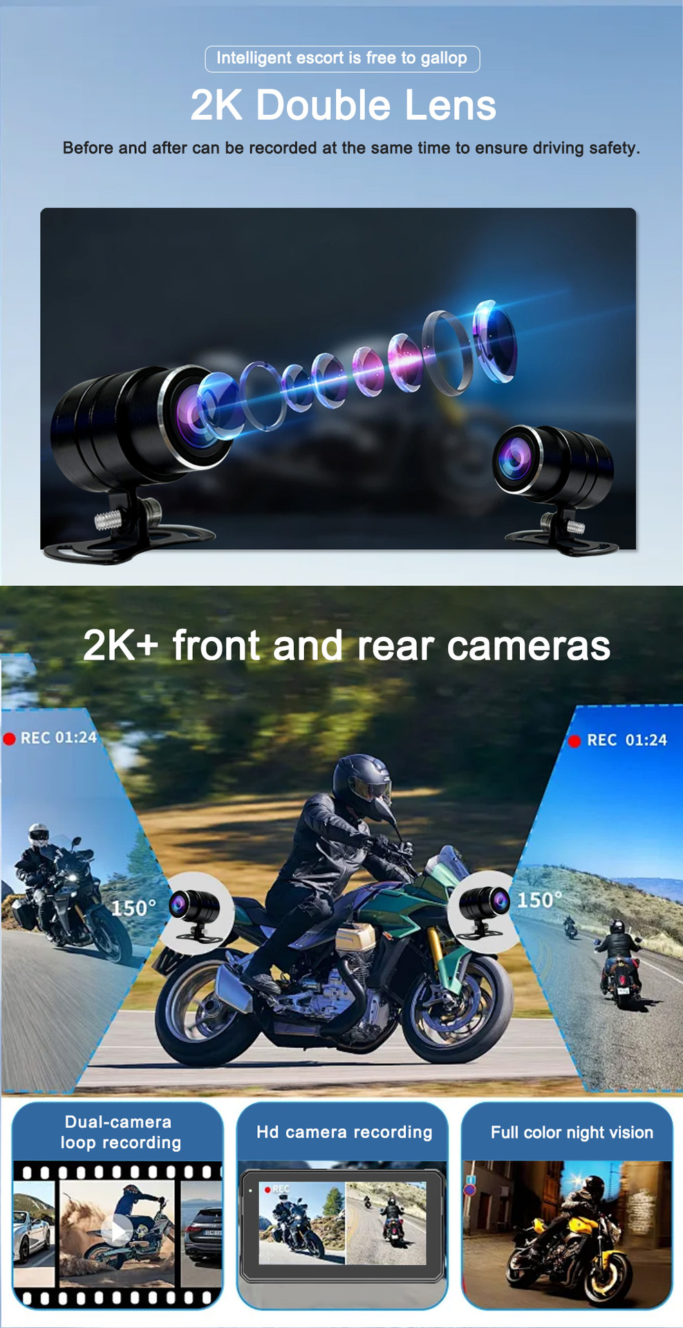 Cross-Border 6inch Motorcycle Dash Cam Wireless Carplay Android Auto Gps Screen Projection Recorder