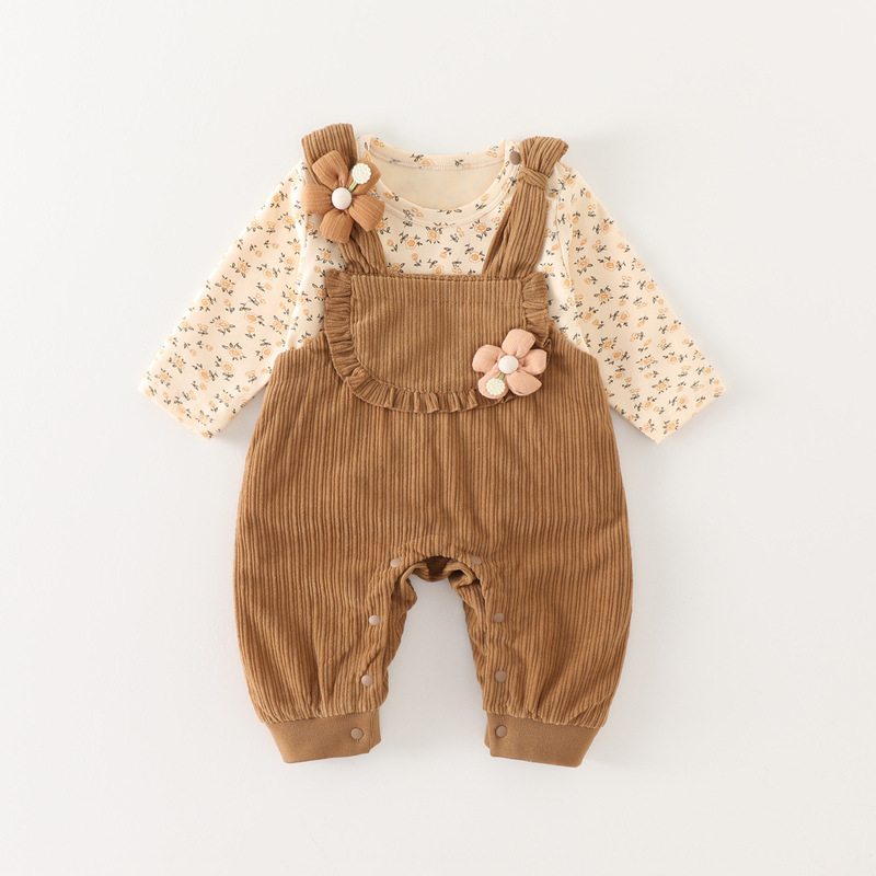 ベビー服春と秋のサスペンダースーツ花柄かわいい女の赤ちゃん長袖秋のお出かけスーツ卸売|undefined