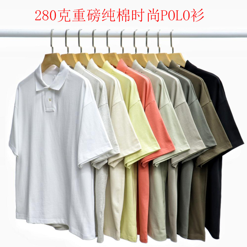 DIY Pattern Wholesale Pure Cotton Polo Shirt for Men, Loose Casual Short-Sleeve Shirt, Trendy and Versatile