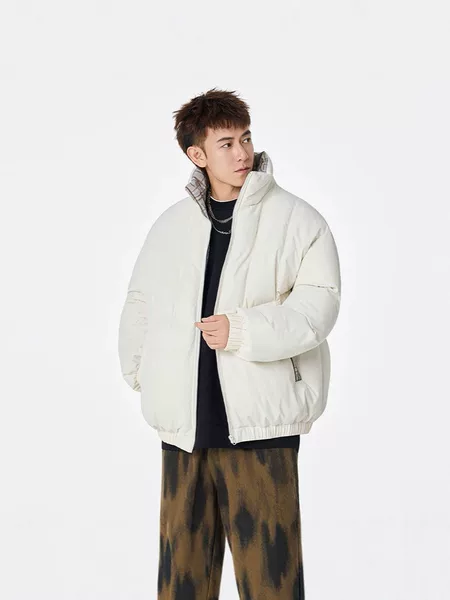 New winter cotton jacket, high street trendy brand, loose-fitting men's cotton coat with stand-up collar, versatile casual youth puffer jacket