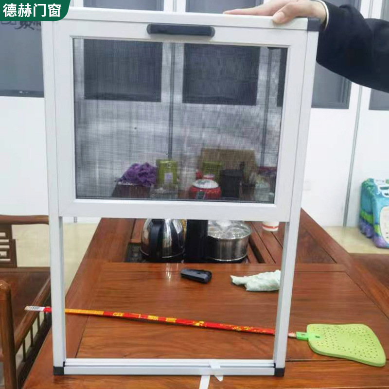 加厚铝材食堂出菜口铝合金上下推拉纱窗 金钢网防蚊纱窗防盗