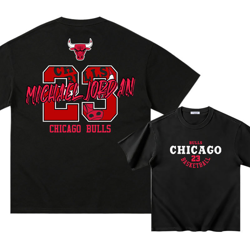 Joe Boss No. 23 Chicago Bulls Pure Cotton Short-Sleeve T-Shirt Men's Loose Top Base Shirt Summer Clothing Basketball Sports Joe Boss No. 23 Chicago Bulls Pure Cotton Short-Sleeve T-Shirt Men's Loose Top Base Shirt Summer Clothing Basketball Sports