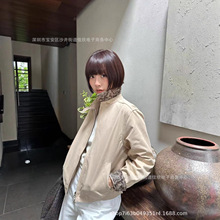 25秋季老钱风小马刺绣印花拼接美式POLO翻领外套女老干部夹克女