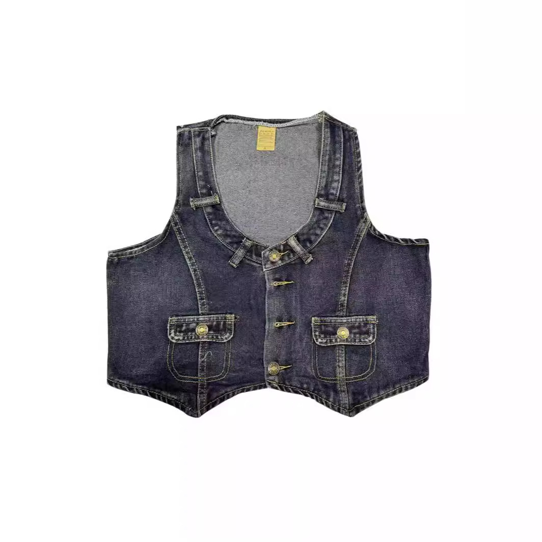 Venta directa de fábrica, comercio exterior europeo y americano, suministro transfronterizo, chaleco vaquero retro ajustado para mujer, artículo popular en Amazon image 5
