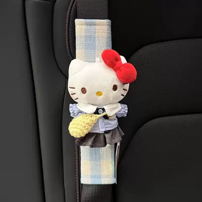 Sürətlər qutusu və əl tormozu başlıqları, Seat Belt Shoulder Pads - authentic-kt-shoulder-pads-blue-checkered-red-knot-blue-student-set-with-yellow-bag-single