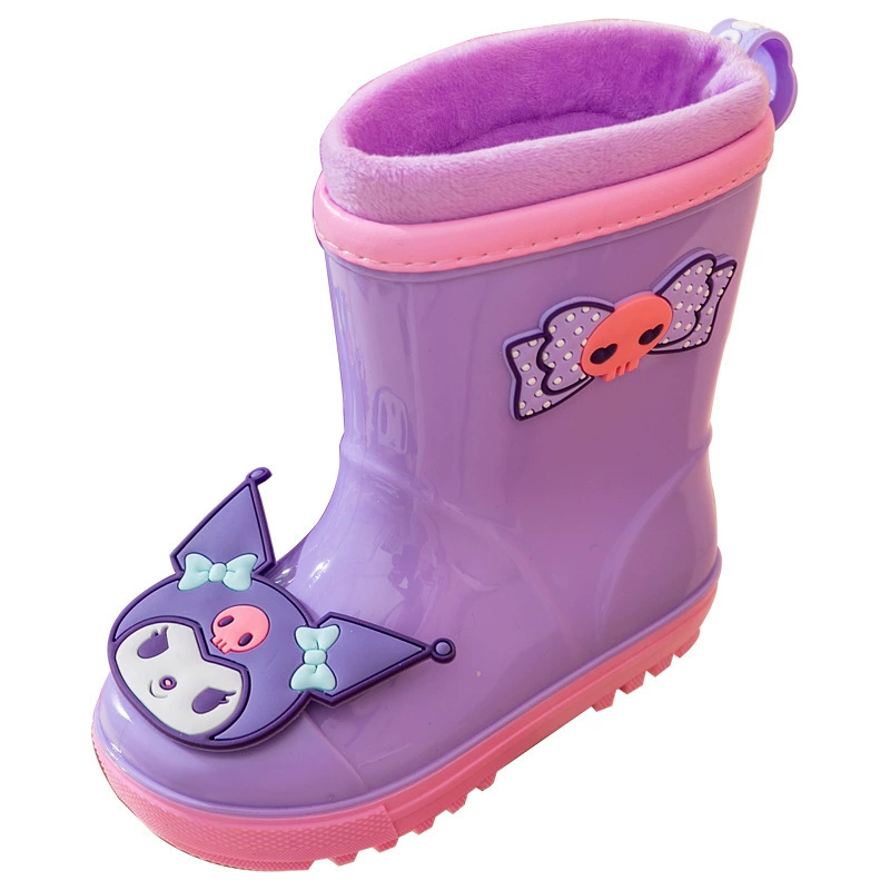 Hello kitty, детские сапоги с героями мультфильмов, плащ для мужчин и женщин, нескользящая флисовая износостойкая обувь, оптовая продажа