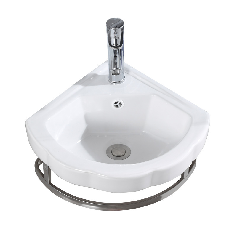 lavabo tipo pared lavabo cerámica esquina de pared triángulo pequeño tipo mini balcón lavabo en forma de ventilador para uso doméstico