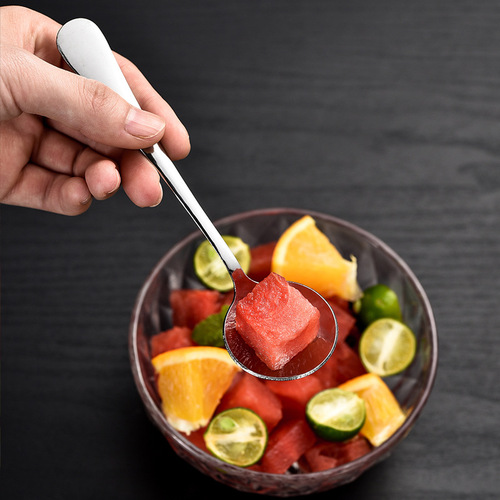 Internet celebrity spoon No. 3 round spoon golden lotus root powder spoon home hotel school student thickened stainless steel spoon spoon