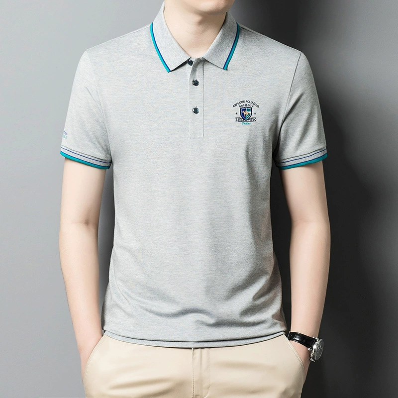 Summer thin short sleeve T-shirt for leisure, polo, for middle-aged man