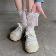 The joy of summer comes from your companionship~ White fungus edge mesh thin summer Japanese cute girl JK socks