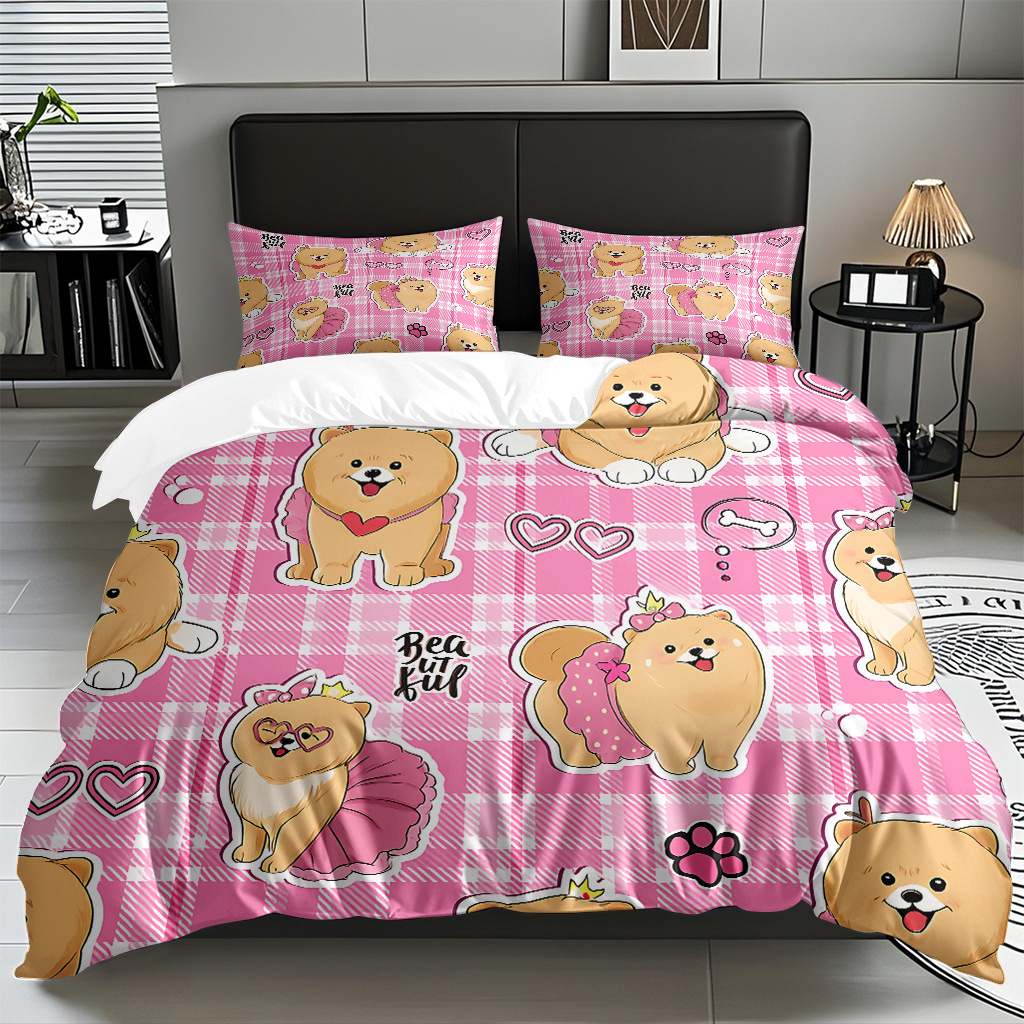 Pro-piel abrasivo dibujos animados perros digital impresión set edredón fuente de venta caliente transfronteriza soporte de fábrica TEMU / JIT