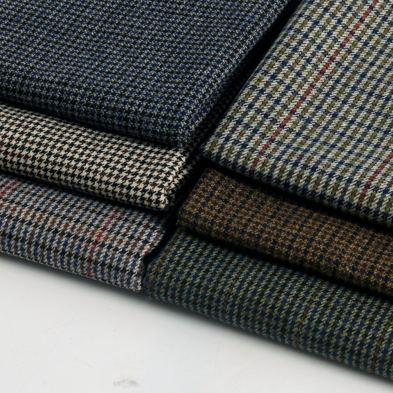 British-Style High-End Fine-Woven Houndstooth Wool Tweed Fabric, Vintage British Woven Autumn and Winter Suit down Fabric