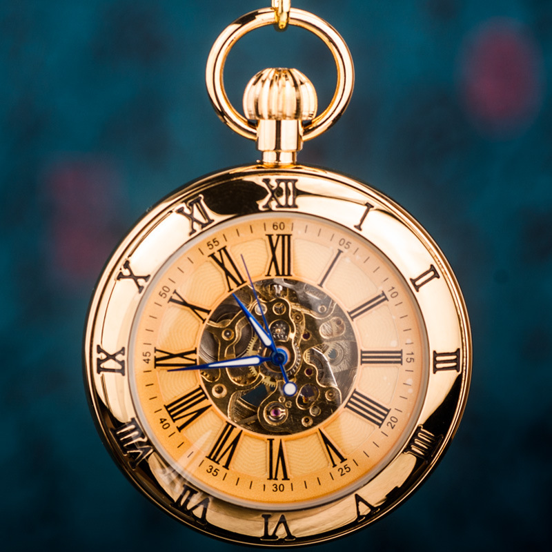 Classic Nostalgic Retro Automatic Mechanical Watch Pure Copper Pocket Watch for Boys and Girls Gift Old Shanghai Hanging Watch