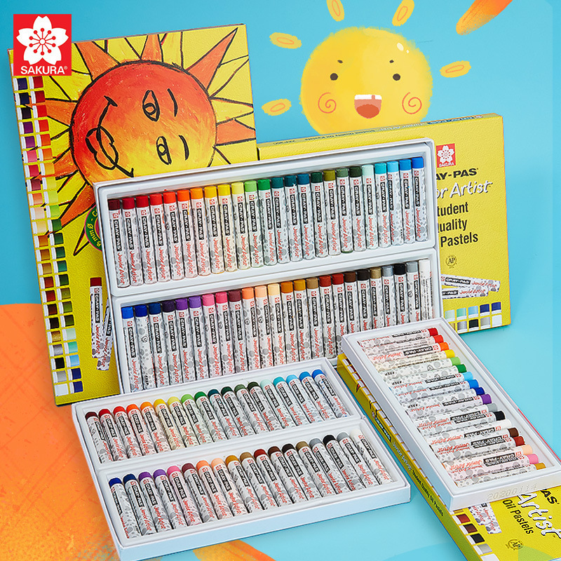 Sakura日本サクラサクラ油絵スティック12色36色48色ウォータブル汚れない手50色セット子供用クレヨン|undefined