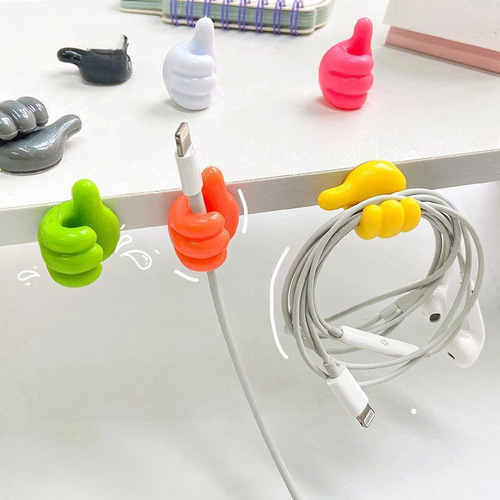 Thumb Hook Hub Creative Cute Data Cable Storage Fixed Cable Manager Traceless No-Punch Sticky Hook