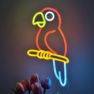 Parrot Neon Cross-Border E-Commerce Label Luminous Light Sign English Letter Pattern Atmosphere Decorative Light Sign