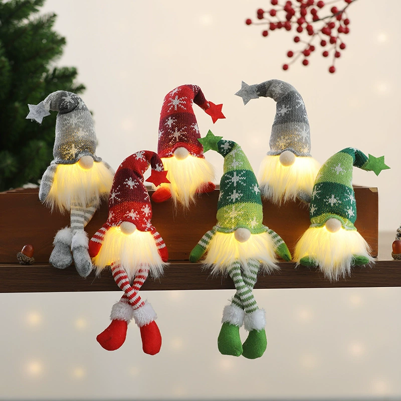Christmas Sitting/Legged Doll with Light for Elderly, 18×10×5 cm, LR41 Battery Built-in