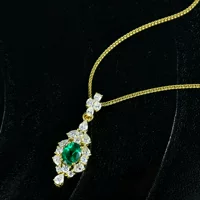 Shipe Jewellery 2025 новый s925 серебряный яйцо в форме 6*8 мм2 карат синтетического изумрудного легкого ожерелья 60 см