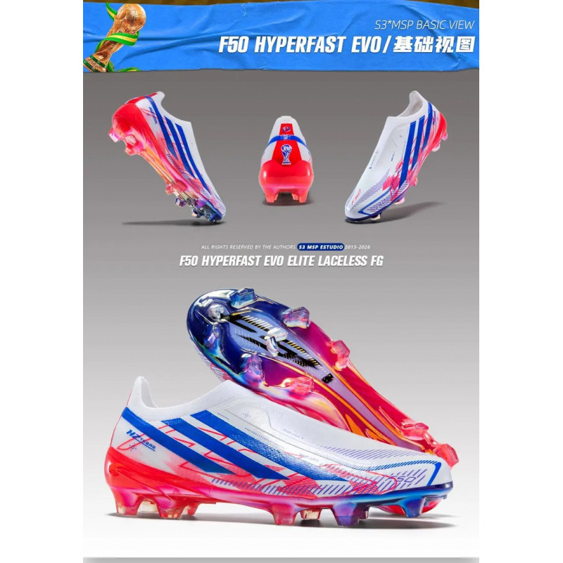 Tenis de Fútbol F50 con Tacos Galvanizados de TPU y TPR para Pasto Natural Duro