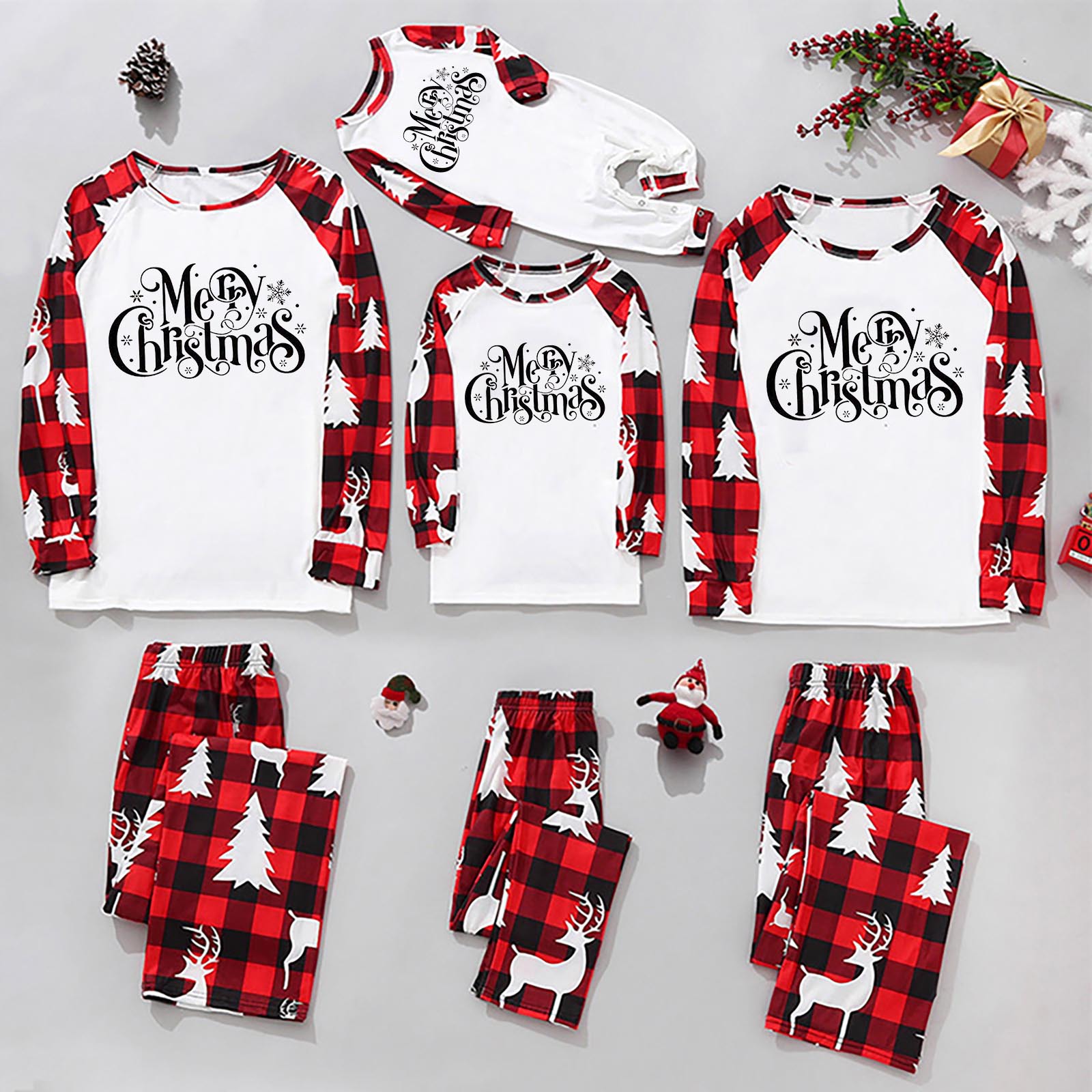 Casual Letter Plaid Cotton Blend Pants Sets Straight Pants T-shirt Family Matching Outfits display picture 3