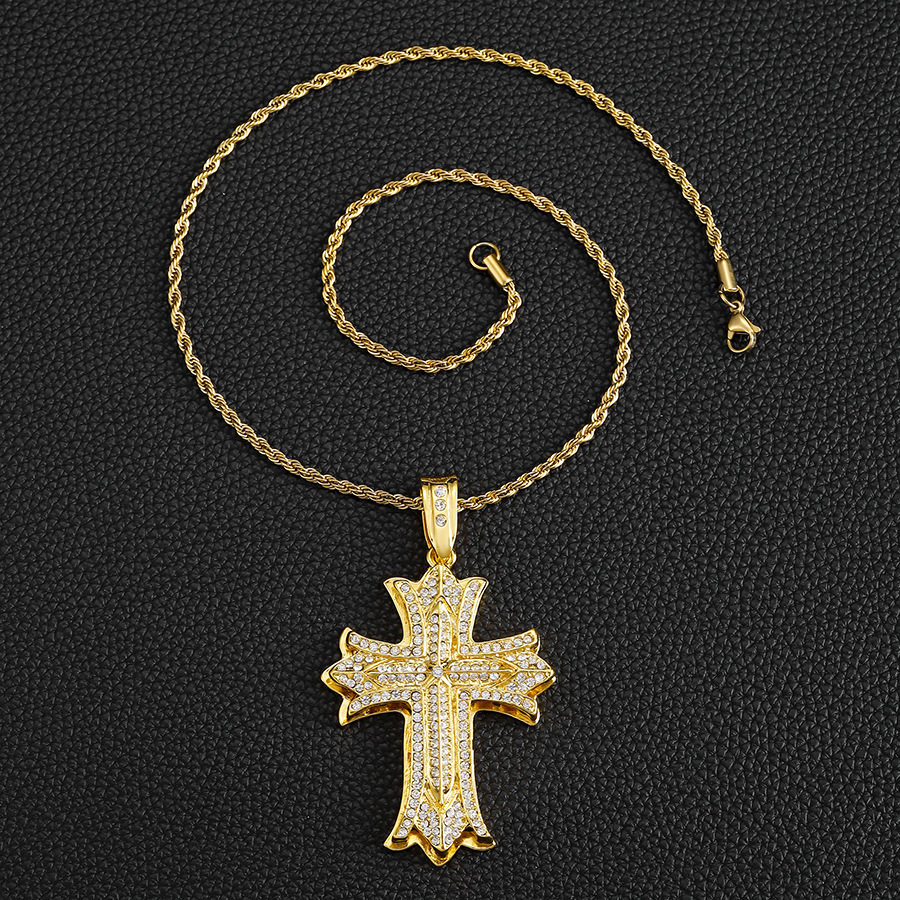 New Big Cross Men's Hip Hop Alloy Necklace Christmas Gift Jewelry_voghion.com
