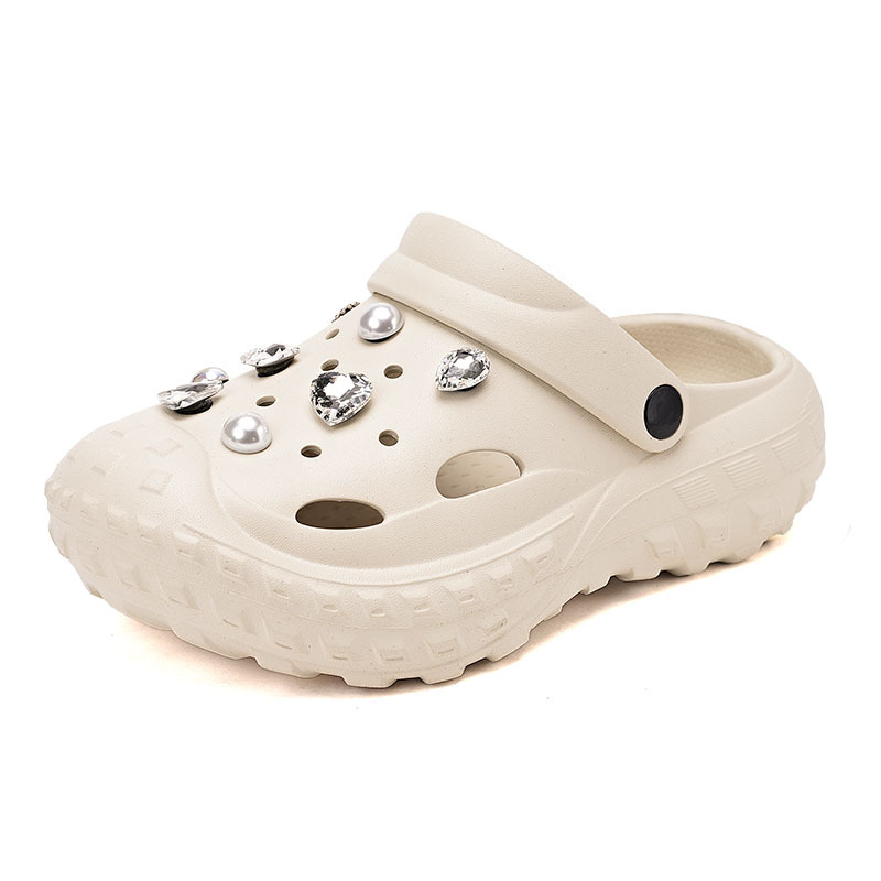 Γυναικεία παπούτσια Crocs 2024 καλοκαίρι, νέα, αντιολισθητικά, Baotou drag diamond, εξωτερική ένδυση, casual, παντόφλες EVA για την παραλία, με χοντρή σόλα και αντιολισθητική σόλα_voghion.com