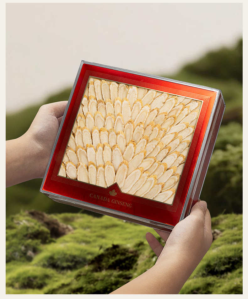 Canadian American Ginseng Gift Box Xi Yang Shen 150g Premium Whole Root Slices for Tea and Soup quality and texture