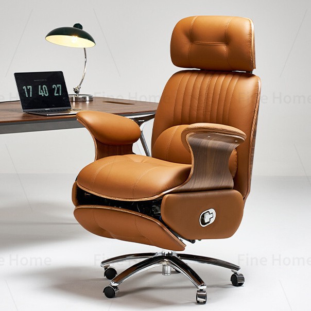 Smart Eames Electric Leather Boss Chair Study Retro Office Chair Lunch Break Reclining Massage Computer Chair Swivel Chair