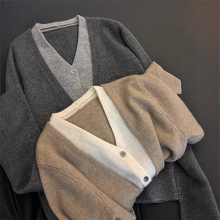 法式复古假两件羊绒开衫毛衣外套女秋冬打底衫小个子针织衫上衣