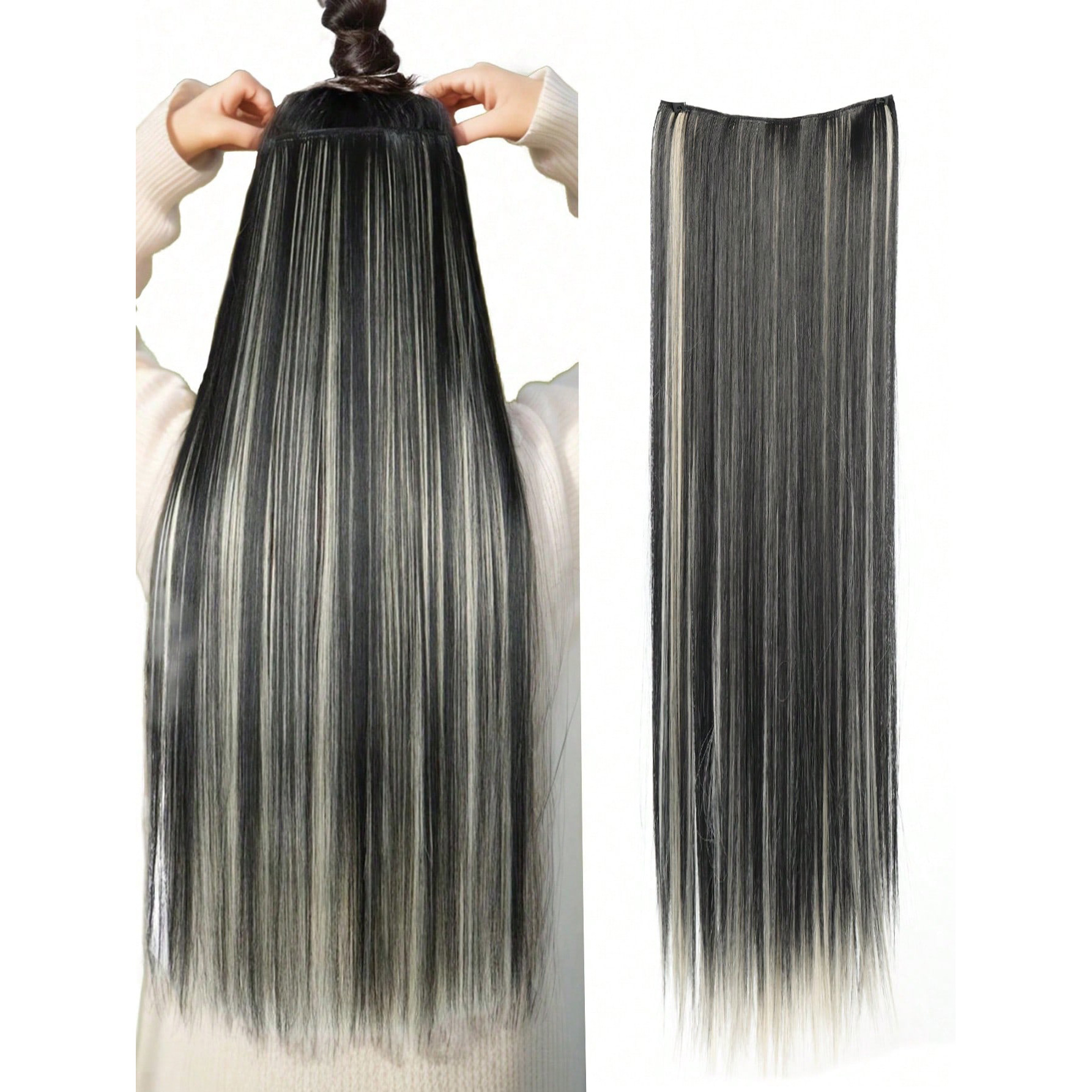 European And American Style Women's Wigs Fashion Extensions Straight Dyed Gradient Large Pieces Five Clip Hair_voghion.com