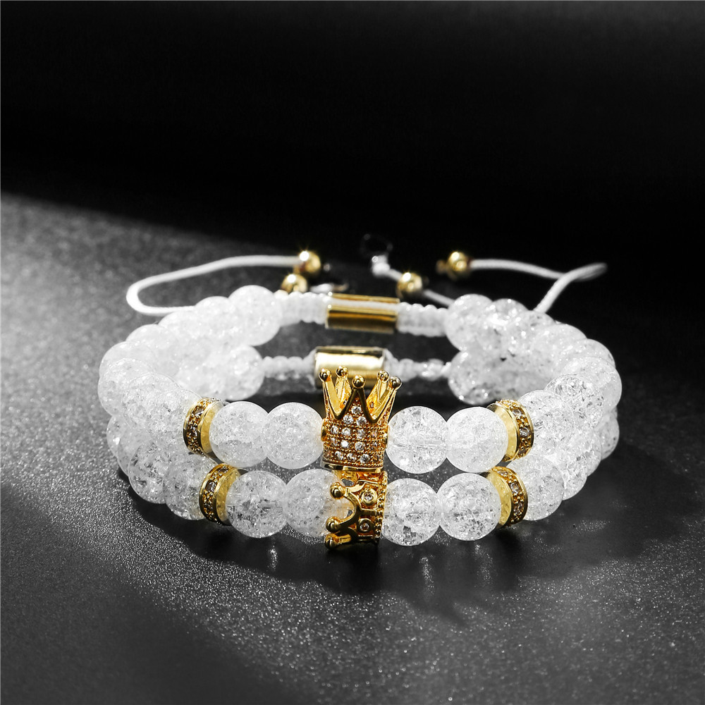 Ensemble De 2 Bracelets Ajustables Tissés À La Main Avec Couronne De Nouveaux Zircons display picture 5