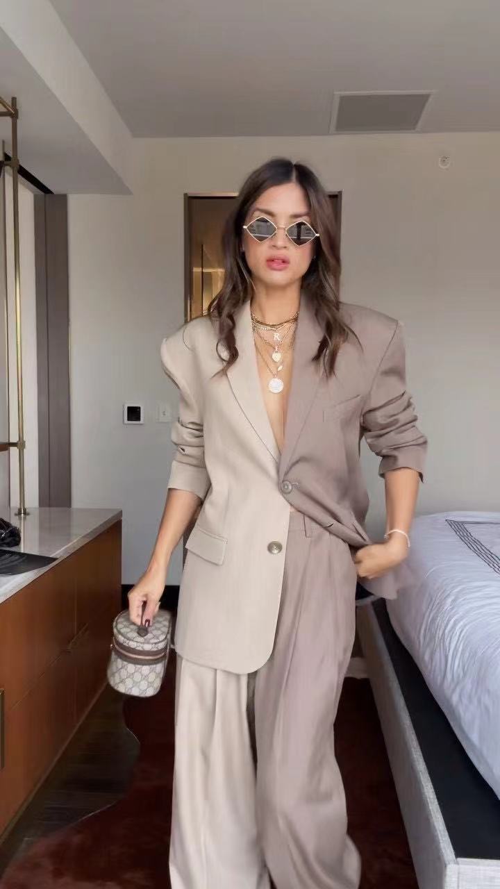2024 Cross-border Fashion Two-tone Casual Suit Set Large Stock Available A3108_ecoleips.com