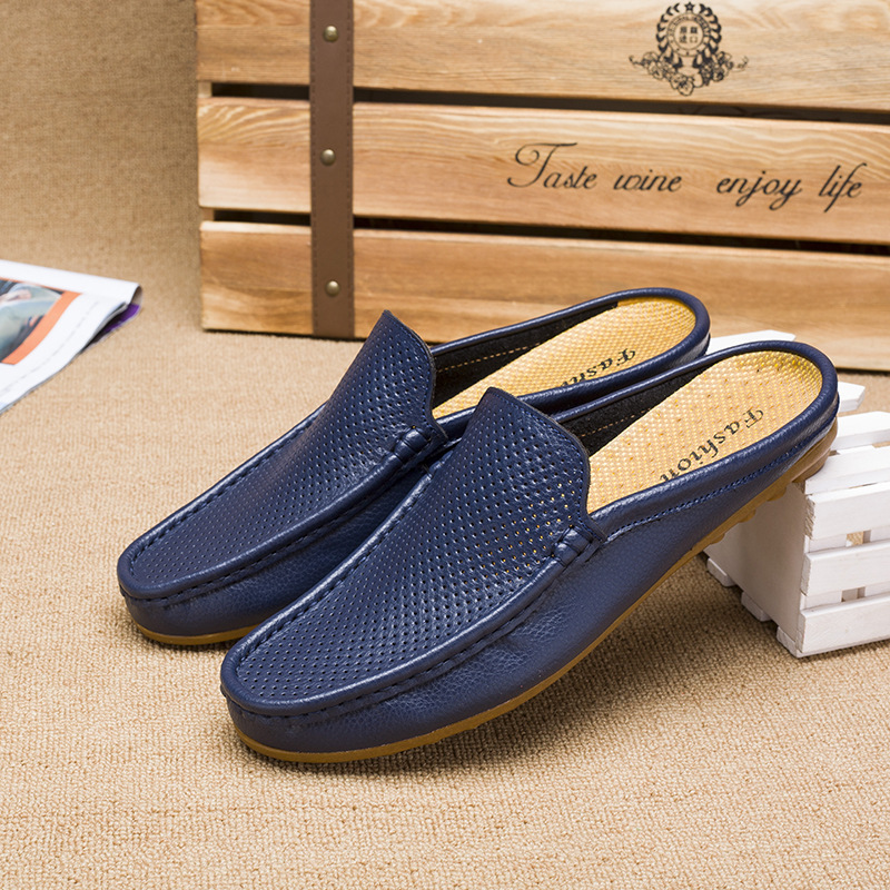 Men's Sandals for Outdoor Wear, Half-Slippers, Genuine Leather Summer Closed-Toe Casual Shoes, Comfortable and Versatile, Non-Slip Men's Sandals for Outdoor Wear, Half-Slippers, Genuine Leather Summer Closed-Toe Casual Shoes, Comfortable and Versatile, Non-Slip