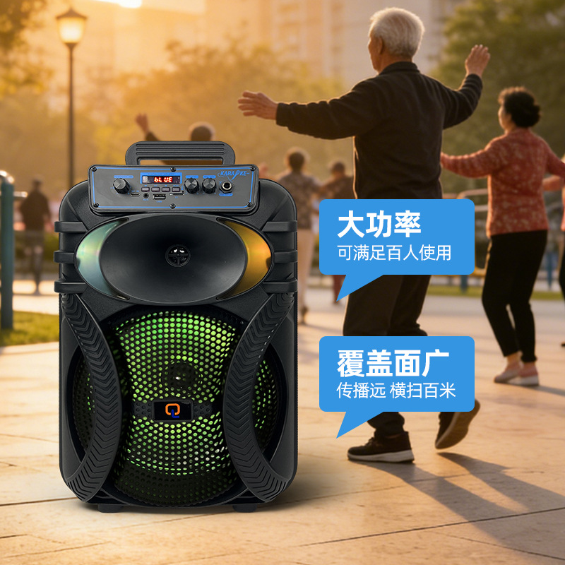 Ventas transfronterizas calientes de 10 pulgadas 20W altavoces recargables amplificadores de boda Bluetooth K música con micrófono LED luz de color
