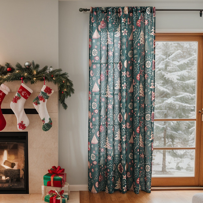 New American Christmas Curtains Christmas Theme Printed Cloth Blackout Rectangular Beautification Decorative Fabric Finished Curtains New American Christmas Curtains Christmas Theme Printed Cloth Blackout Rectangular Beautification Decorative Fabric Finished Curtains