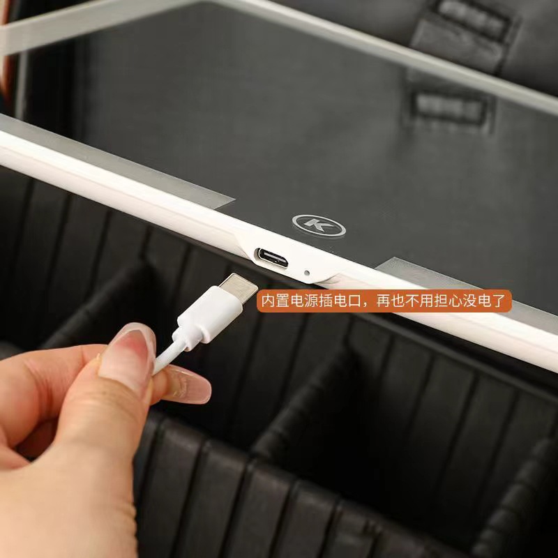 Bolsa de maquillaje con espejo de lámpara LED de gran capacidad maquillaje especial de alta calidad portátil desmontable caja de maquillaje pu