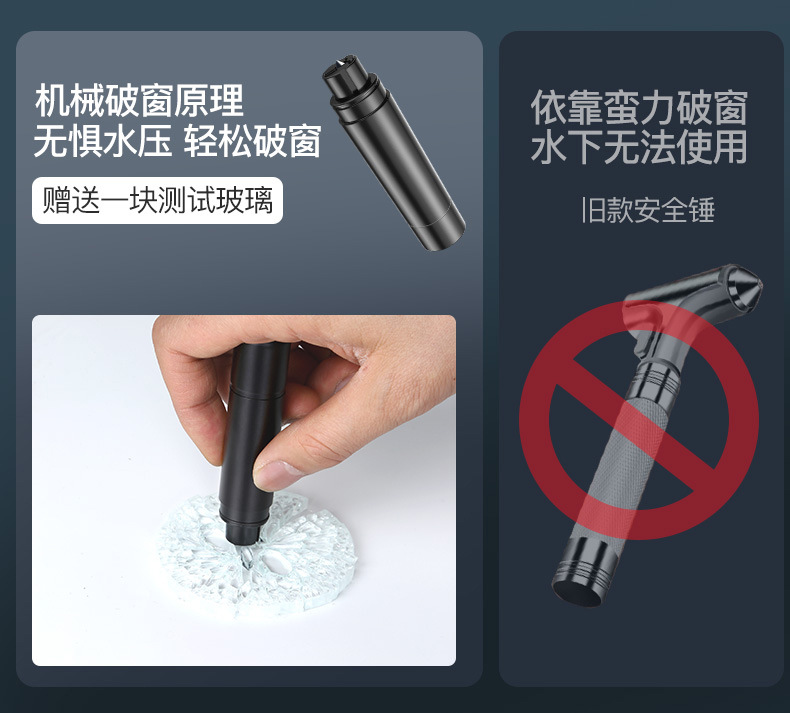 Car self-defense safety hammer, in-car escape hammer, multifunctional window-breaking tool, seatbelt cutter, portable for vehicle use