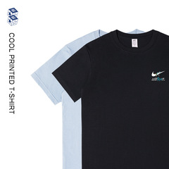 メンズシンプルな通勤純綿半袖メンズ新しいカジュアルプリント Tシャツレディーストップス夏のカップル Tシャツトレンディなブランド